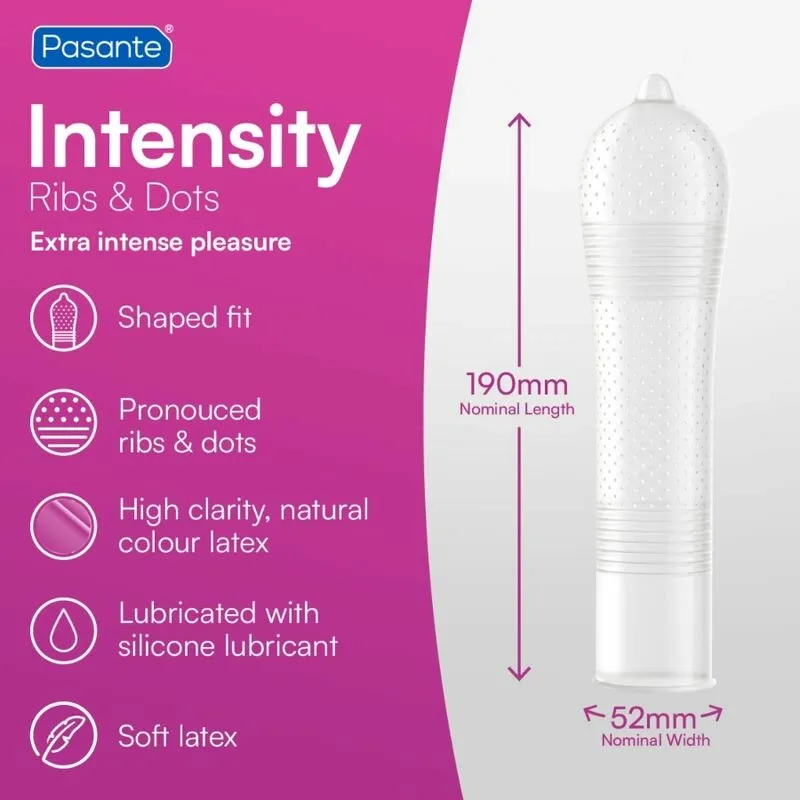 Kondomy Pasante Ribs & Dots Intensity s vroubky a výstupky, 3 ks - obrázek 7