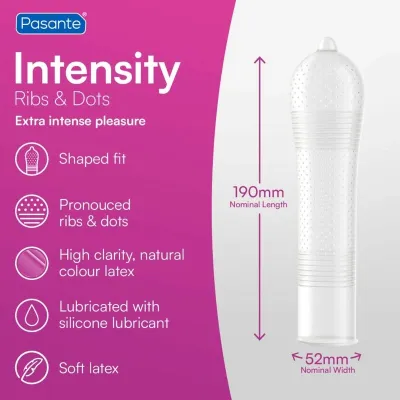 Kondomy Pasante Ribs & Dots Intensity s vroubky a výstupky, 3 ks - obrázek 7