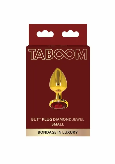 Anální kolík s kamínkem TABOOM Diamond Jewel S, zlatý hliník, červený krystal - obrázek 3