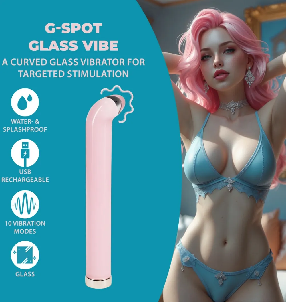 Skleněný stimulátor bodu G Loveline Glass G-Spot Vibe, zahnutý, růžový, 18 cm - obrázek 7
