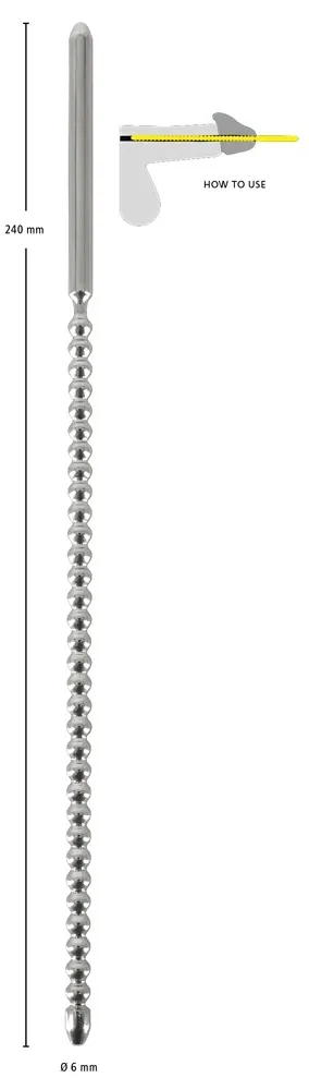 Dilatátor do močové trubice Mystim Dip Stick Ripped, nerezová ocel, 6 mm, 24 cm - obrázek 5