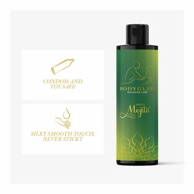 Masážní a lubrikační olej BodyGliss Minty Mojito, na silikonové bázi, 150 ml - obrázek 6