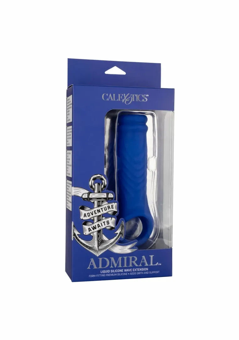 Návlek na penis CalExotics Admiral Wave Extension, tekutý silikon, modrý - obrázek 3