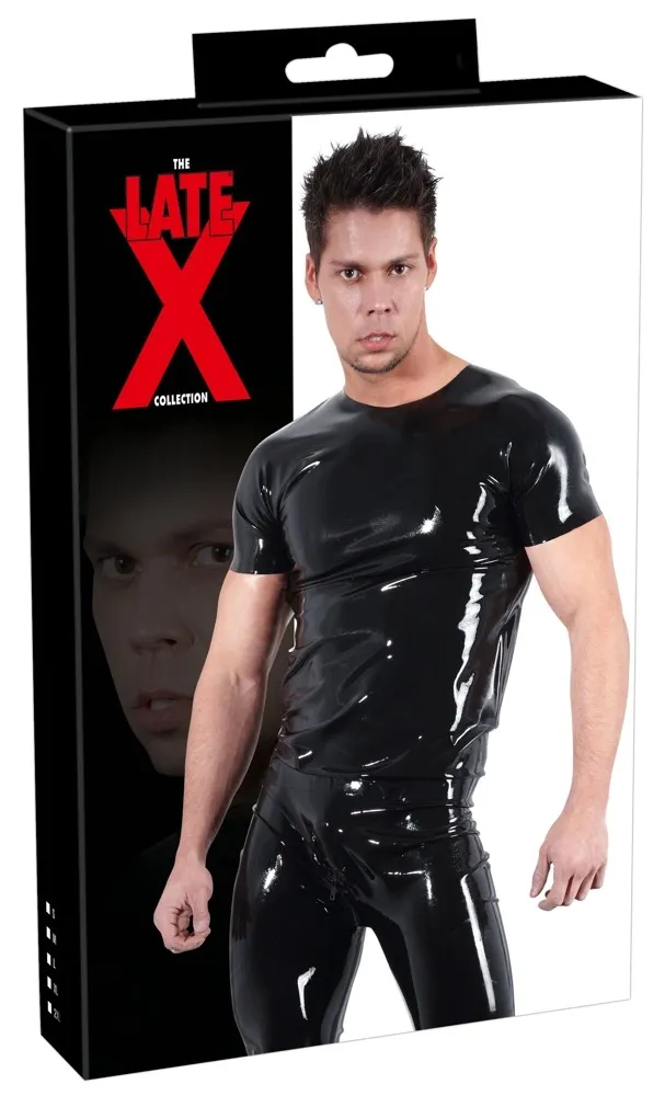 Latexové tričko LateX s krátkým rukávem, černé, unisex, S