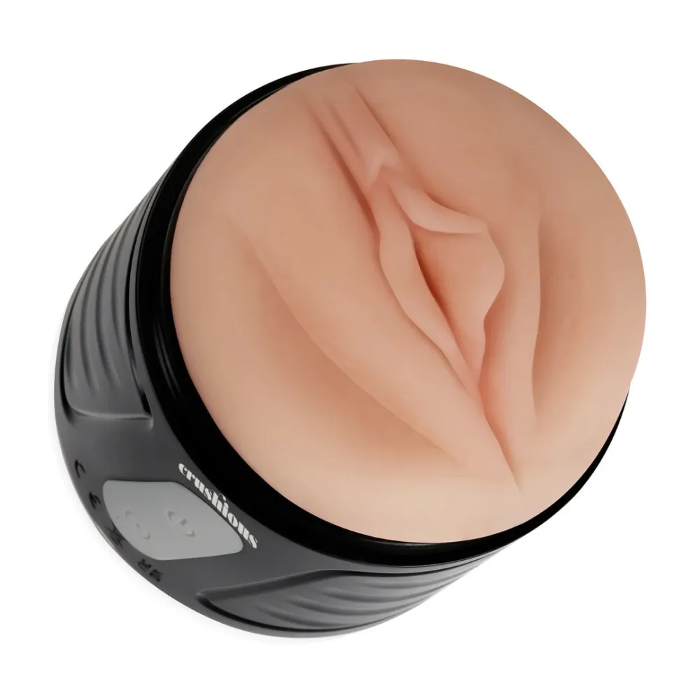 Vibrační masturbátor Crushious Dunk se dvěma vstupy, nabíjecí, černý, 11 cm