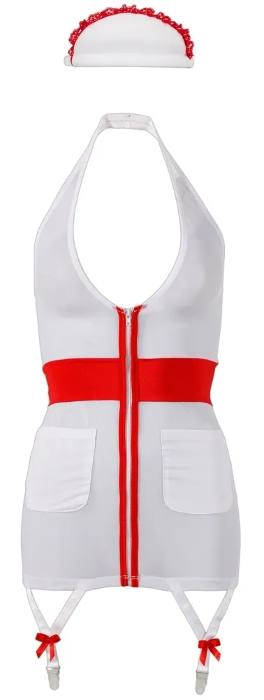 Kostým zdravotní sestry Cottelli Collection Nurse s čelenkou, bílo-červený, M - obrázek 4