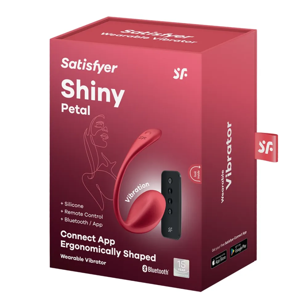 Nositelný vibrátor na bod G Satisfyer Shiny Petal s ovladačem a aplikací, červený - obrázek 2