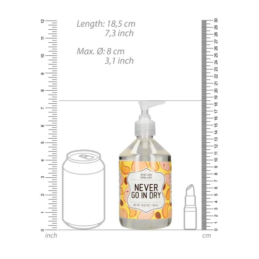 Anální lubrikační gel na vodní bázi Never Go In Dry, 500 ml - obrázek 4