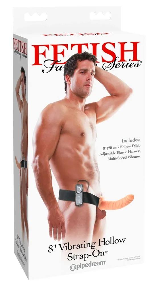 Dutý vibrační strap-on Fetish Fantasy Series, 19 cm, hnědý