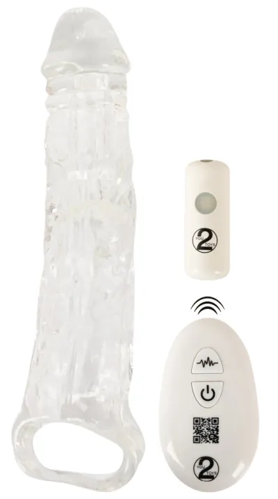 Crystal Clear RC vibrační prodlužovací návlek na penis 22 cm průhledný - obrázek 2
