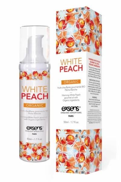 Hřejivý masážní olej EXSENS White Peach Organic, bílá broskev, 50 ml - obrázek 2