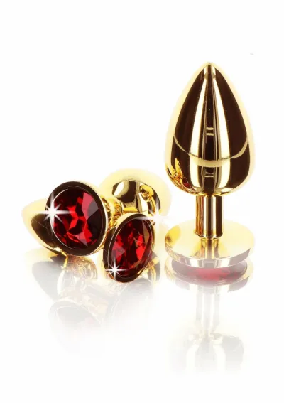 Anální kolík s kamínkem TABOOM Diamond Jewel S, zlatý hliník, červený krystal - obrázek 6