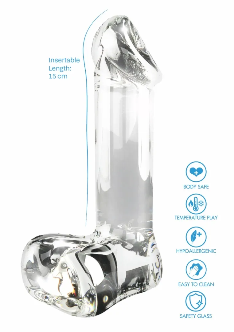 Skleněné dildo TOYJOY Glass Worxx Crystal Cock, borosilikátové sklo, průhledné - obrázek 3