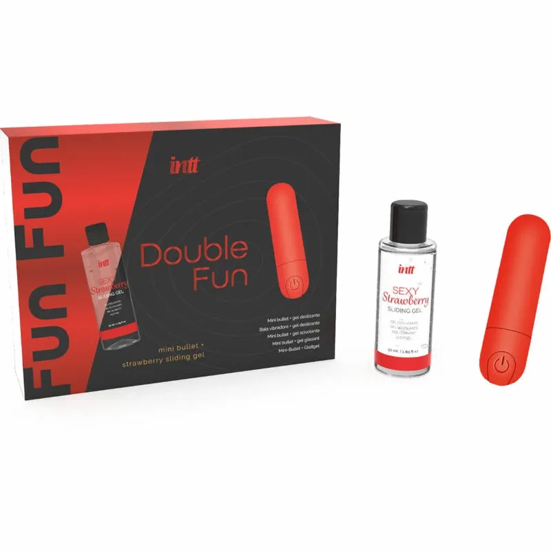 Sada INTT Double Fun, nabíjecí minivibrátor a jahodový lubrikační gel 50 ml - obrázek 3