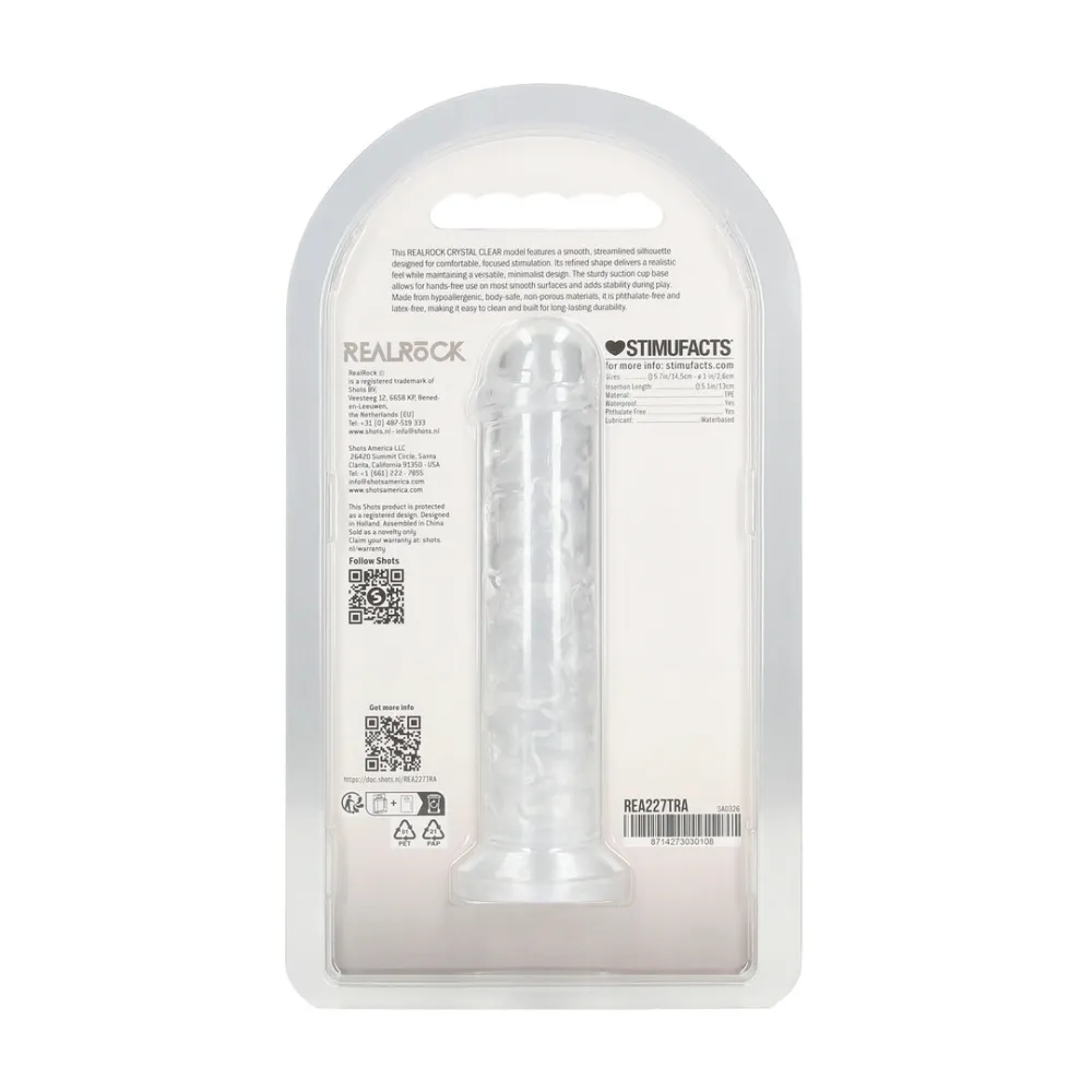 Průhledné dildo RealRock Crystal Clear s přísavkou, TPE, 12,7 cm - obrázek 3