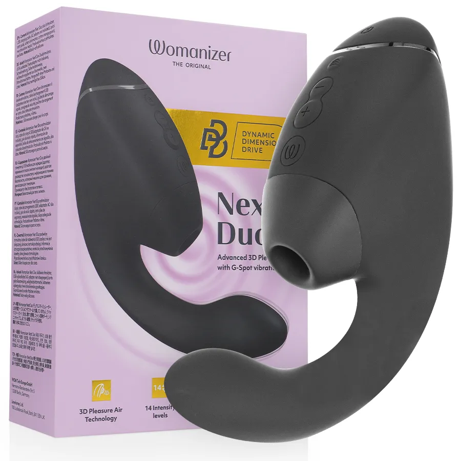Rabbit vibrátor s tlakovým stimulátorem klitorisu Womanizer Duo Next, černý