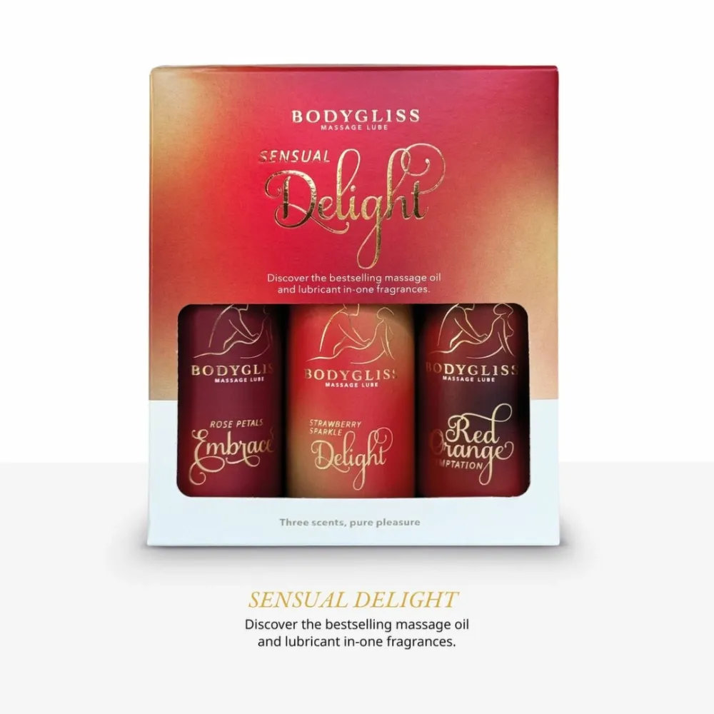 Sada lubrikačních gelů BodyGliss Travel Edition, červený pomeranč, jahoda, růže, 3 × 30 ml - obrázek 3