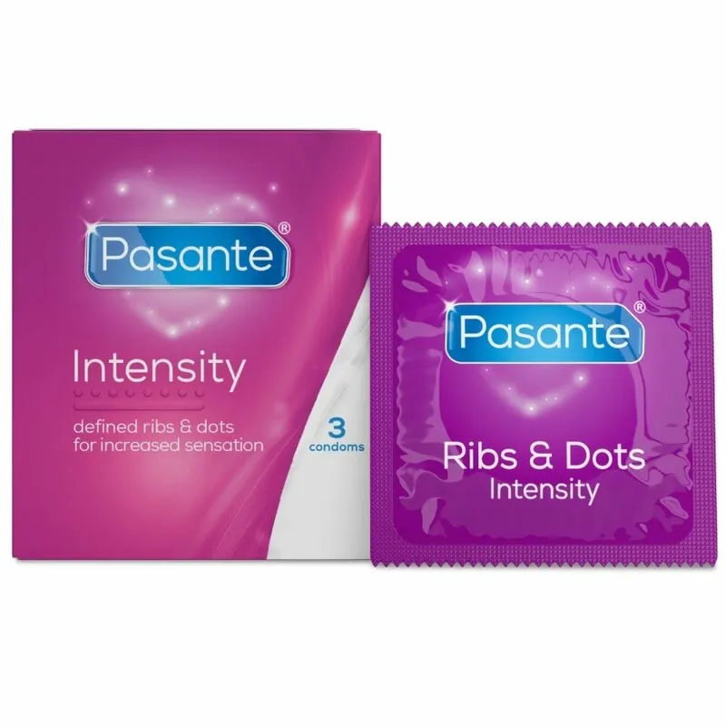 Kondomy Pasante Ribs & Dots Intensity s vroubky a výstupky, 3 ks - obrázek 6