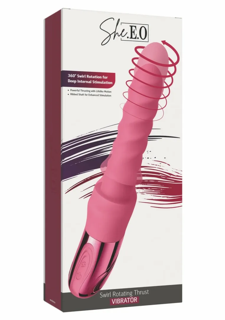 Přirážecí stimulátor s rotací She.E.O Swirl Ribbed, 14 cm, fialový - obrázek 2
