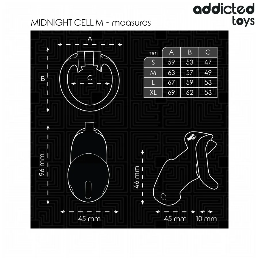 Klec cudnosti Addicted Toys Locked Midnight Cell, velikost M, černá - obrázek 5