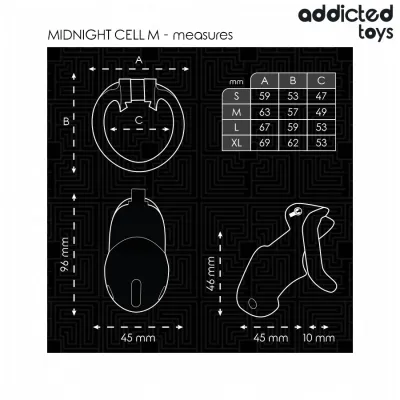 Klec cudnosti Addicted Toys Locked Midnight Cell, velikost M, černá - obrázek 5