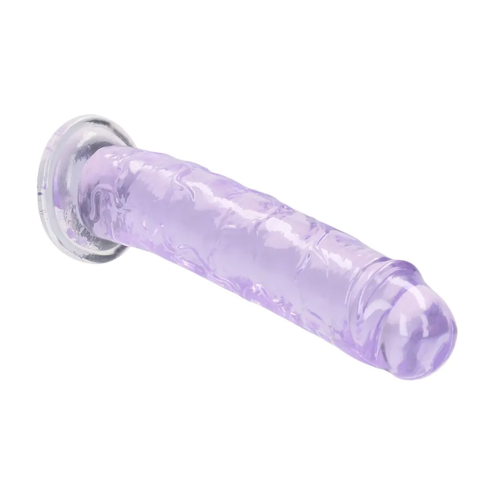 Průhledné fialové dildo RealRock Crystal Clear s přísavkou, 12,7 cm - obrázek 4