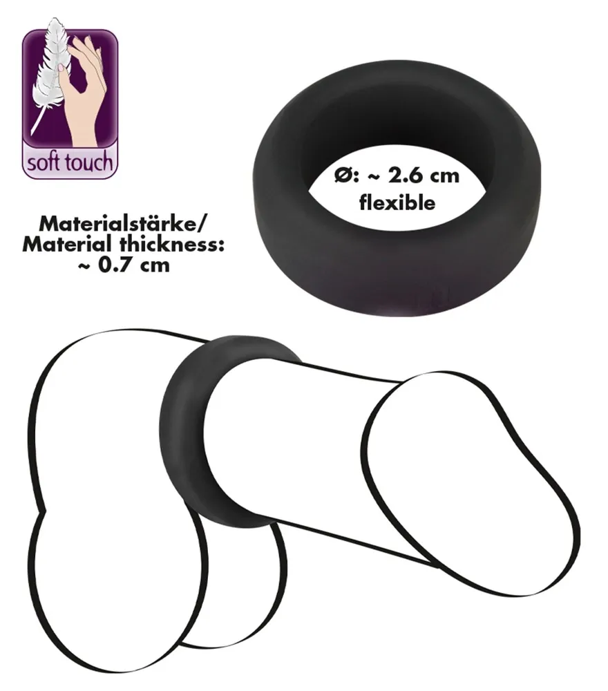 Erekční kroužek Black Velvets Performance Ring, silikon, černý, 2,6 cm - obrázek 5
