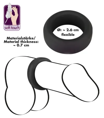 Erekční kroužek Black Velvets Performance Ring, silikon, černý, 2,6 cm - obrázek 5
