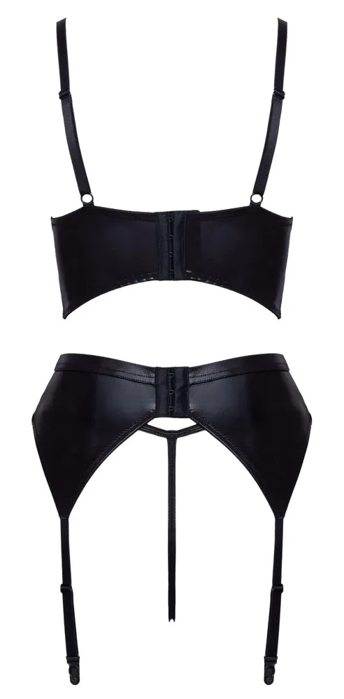 Komplet Cottelli LINGERIE, podprsenka s polovičními košíčky, wetlook a flitry, černý, 75B/S - obrázek 6