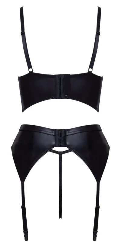 Komplet Cottelli LINGERIE, podprsenka s polovičními košíčky, wetlook a flitry, černý, 75B/S - obrázek 6