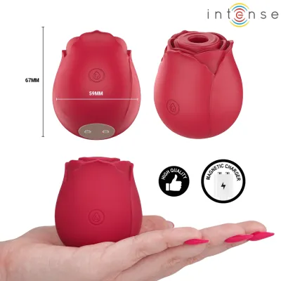 Tlakový stimulátor klitorisu ve tvaru růže INTENSE Camellia, vínový - obrázek 3