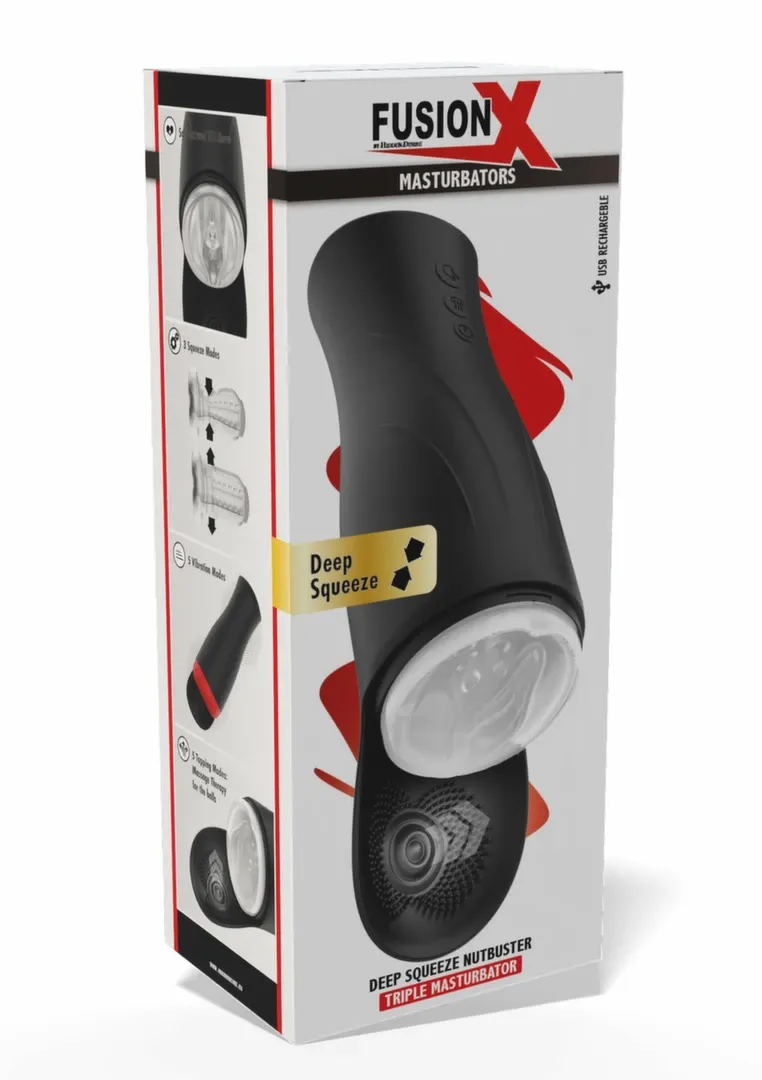 Automatický stimulátor varlat Deep Squeeze Nutbuster Triple, nabíjecí, černý - obrázek 2