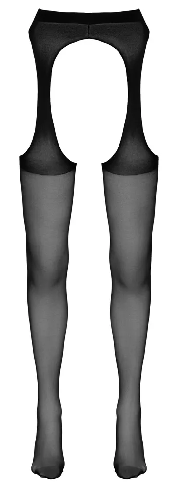 Punčocháče s imitací podvazků Cottelli Collection, černé, S/M - obrázek 4