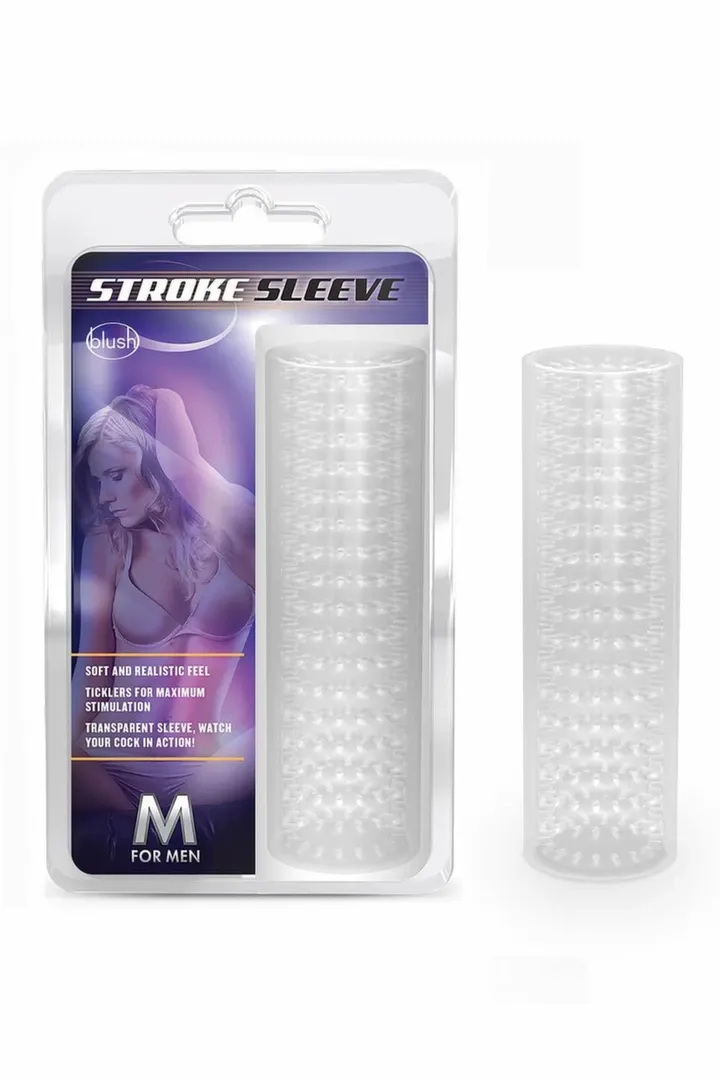Masturbátor M FOR MEN Stroke Sleeve s výstupky, průhledný, TPE, 13,9 cm
