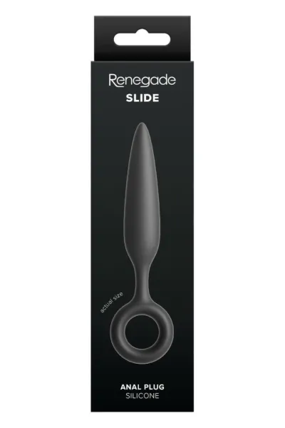 Anální kolík Renegade Slide s kroužkem na prst, štíhlý, silikon, černý, 12,7 cm - obrázek 4