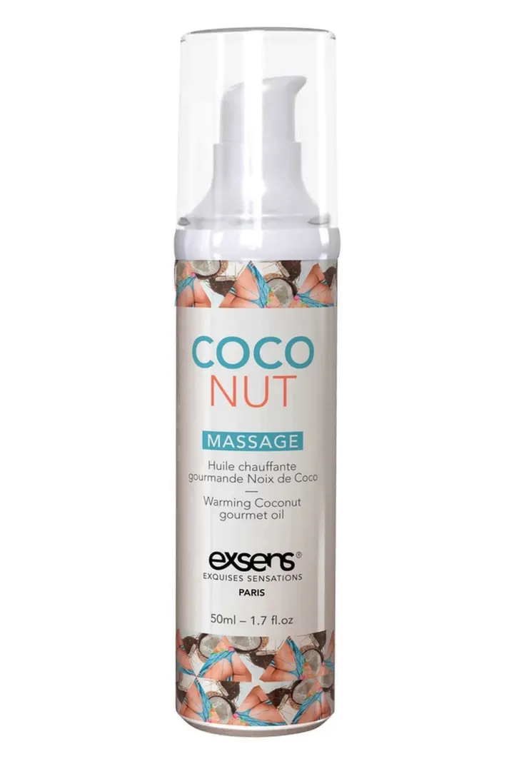 Hřejivý masážní olej EXSENS Coconut, kokos, 50 ml - obrázek 3