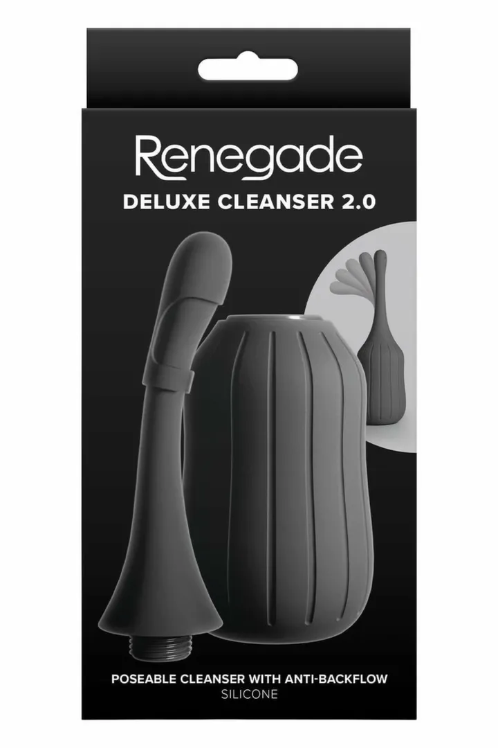 Klystýr Renegade Deluxe Cleanser 2.0, silikonová anální sprcha, černý, 25 cm