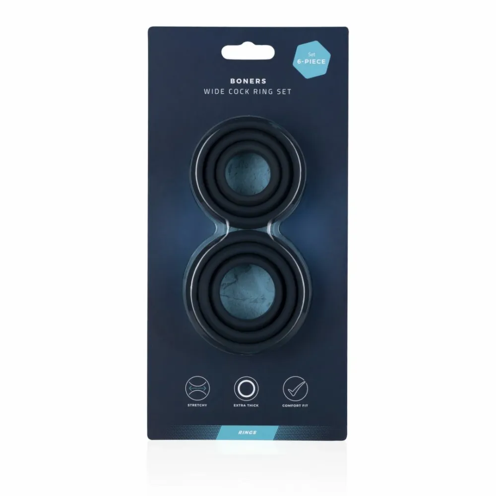 Sada 6 silikonových erekčních kroužků EasyToys, ploché, různé velikosti, černé - obrázek 10