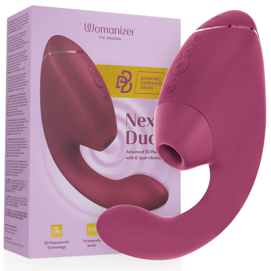 Rabbit vibrátor s tlakovým stimulátorem klitorisu Womanizer Duo Next, tmavě růžový
