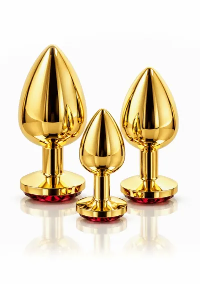 Anální kolík s kamínkem TABOOM Diamond Jewel S, zlatý hliník, červený krystal - obrázek 9