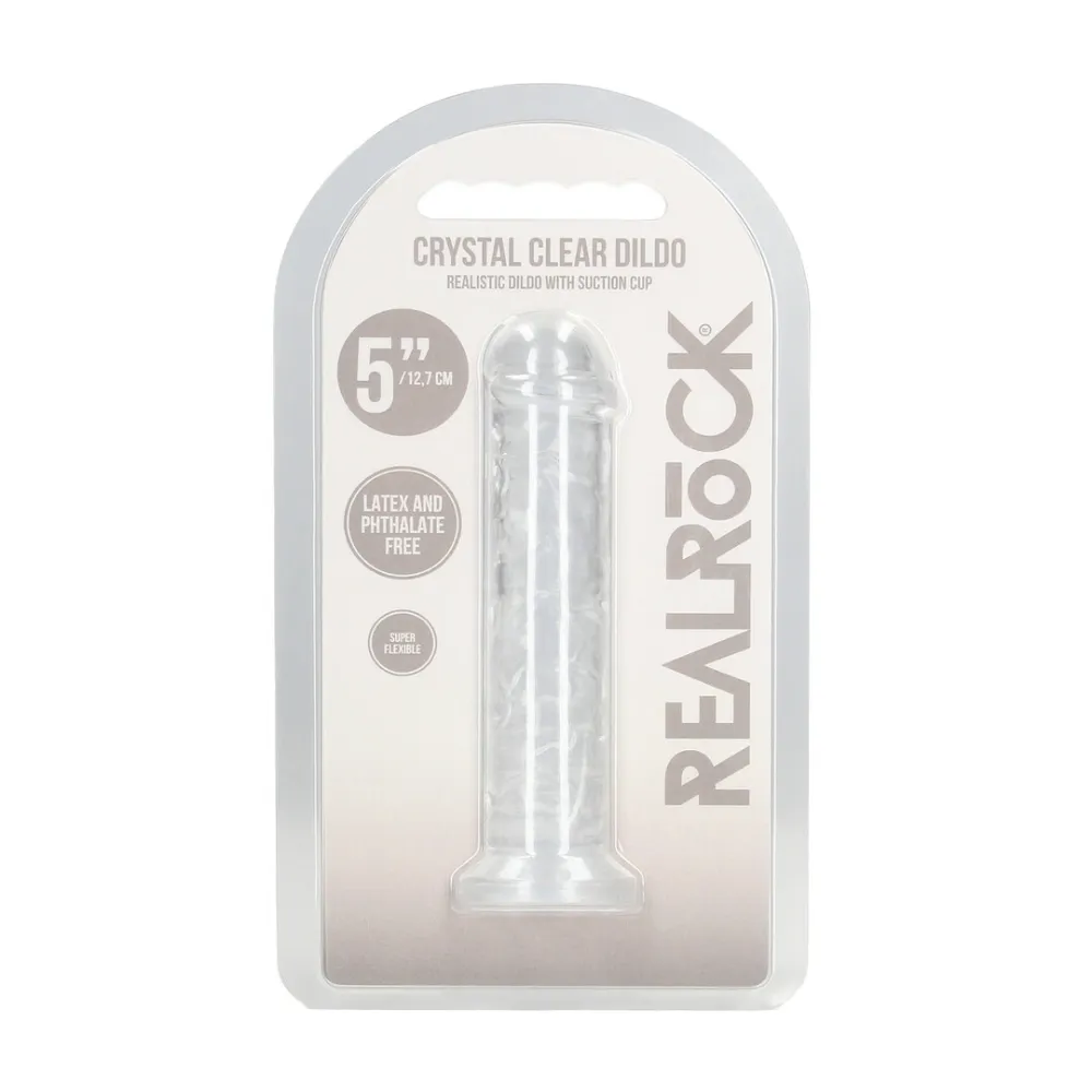 Průhledné dildo RealRock Crystal Clear s přísavkou, TPE, 12,7 cm - obrázek 2