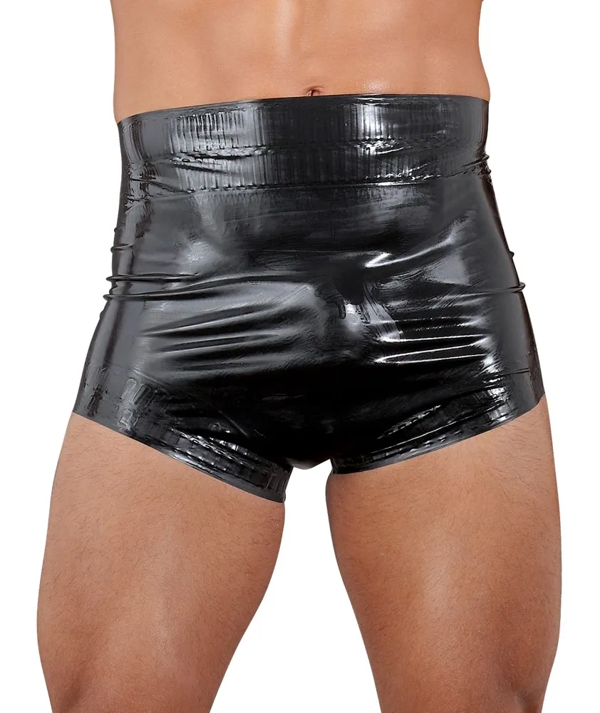 Latexové plenkové kalhotky LateX s drážkovanými okraji, černé, S - obrázek 2