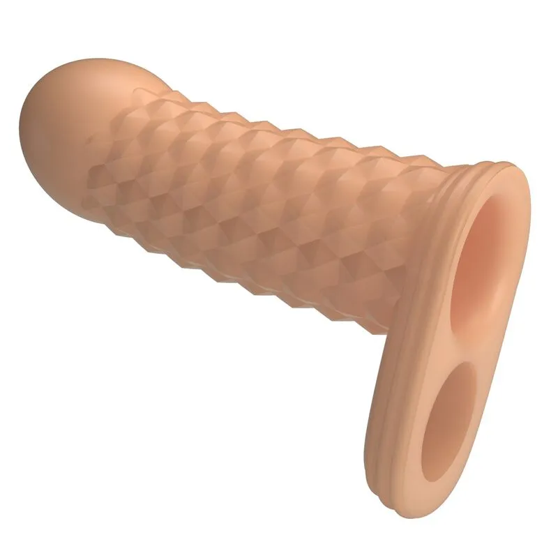 Prodlužovací návlek na penis Pretty Love Wolfram, 11,5 cm, Ø 3,8 cm, tělový