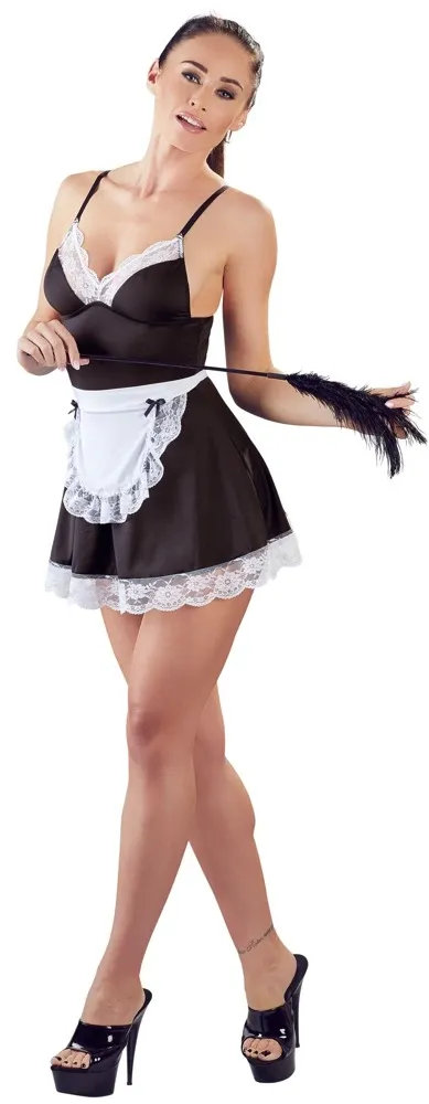 Kostým pokojské Cottelli Collection Maid, šaty se zástěrou, černobílý, L - obrázek 3