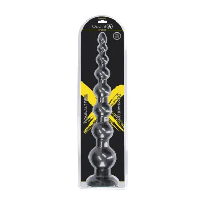 Extra dlouhý anální kolík Ouch! Dominant Drill s kuličkami a přísavkou, černý, 55,5 cm - obrázek 2
