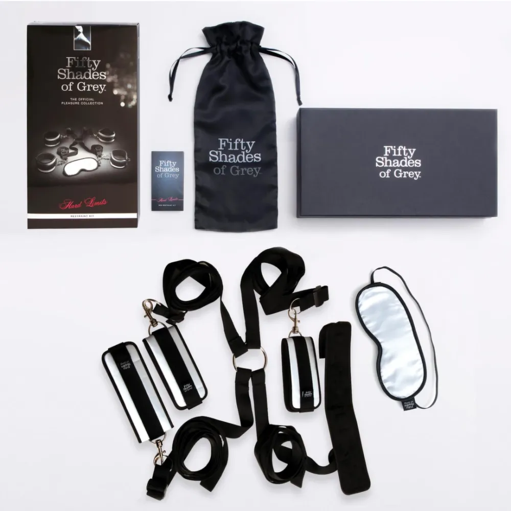 Pouta na postel s páskou přes oči Fifty Shades of Grey Hard Limits, černá - obrázek 4