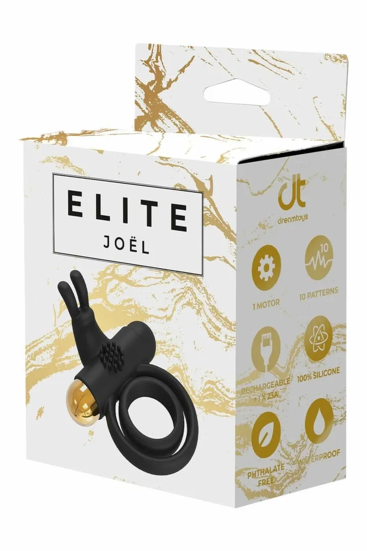 Vibrační erekční kroužek Dream Toys Elite Joel, dvojitý, nabíjecí, černozlatý - obrázek 3
