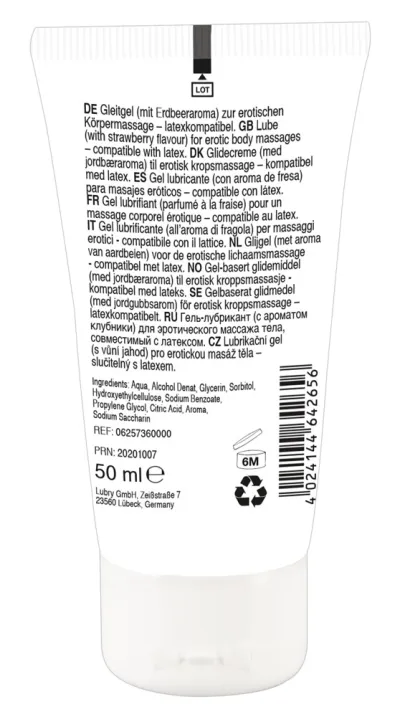Masážní gel Lick it! na vodní bázi, jahoda, veganský, 50 ml - obrázek 2