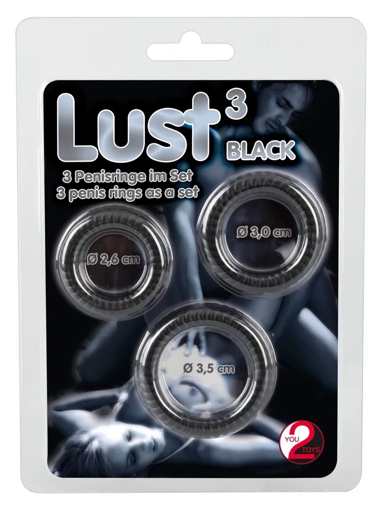 Sada erekčních kroužků You2Toys Lust, 3 velikosti, silikon, černá