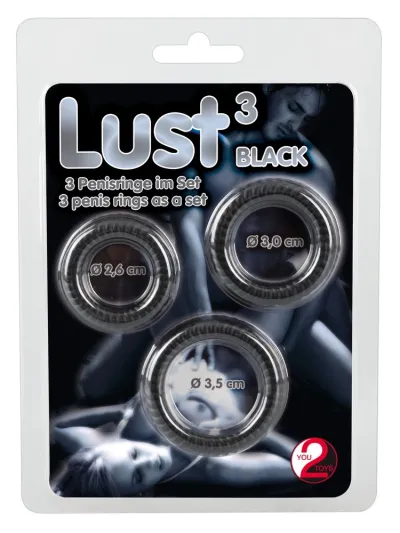 Sada erekčních kroužků You2Toys Lust, 3 velikosti, silikon, černá